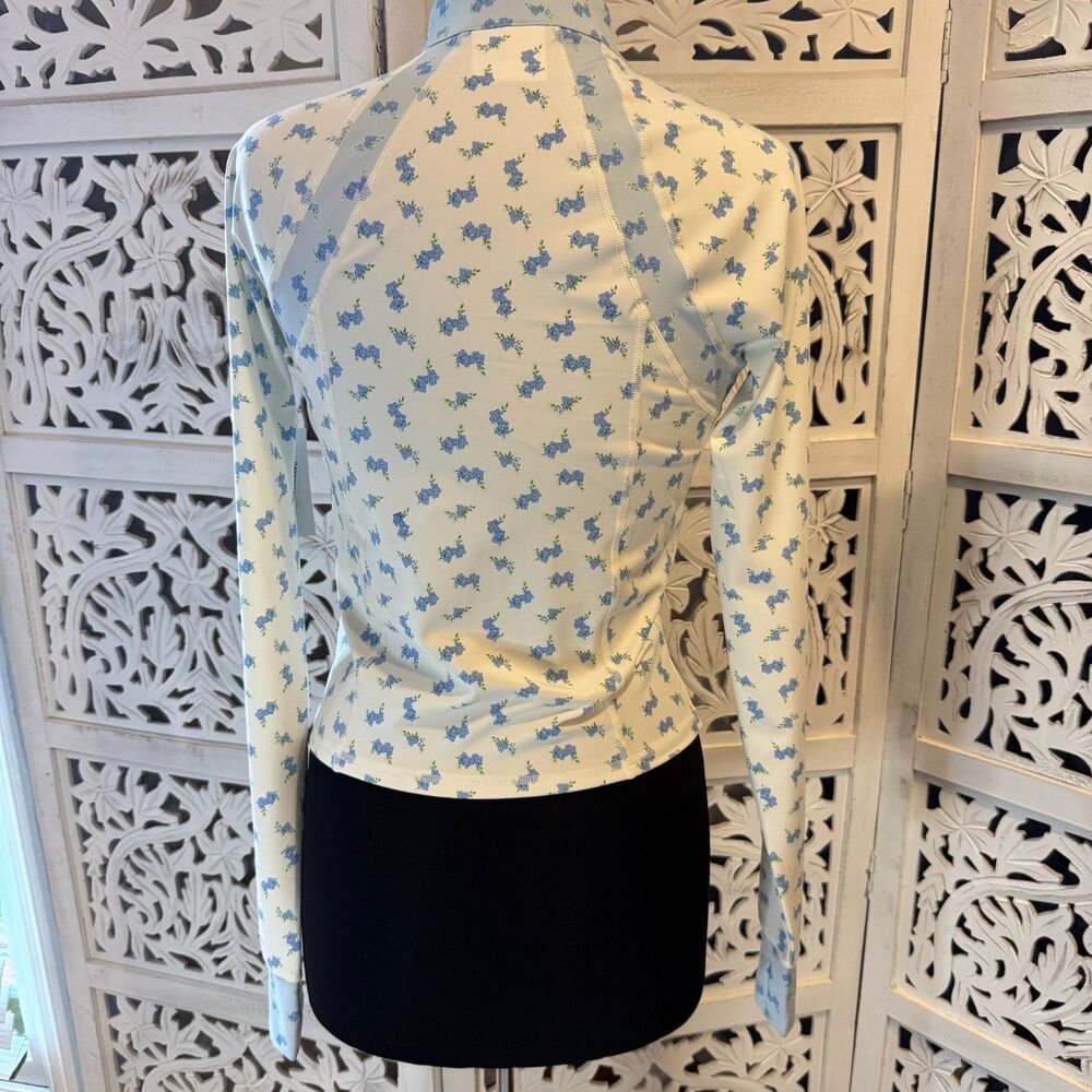 Treasures by Shabby Chic Woman Jacket Blue With Cream Size Small New - Picture 5 of 8